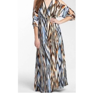 Allen B. By Allen Swartz Flowey Off Shoulder Boho Long Maxi‎ Dress Size 4